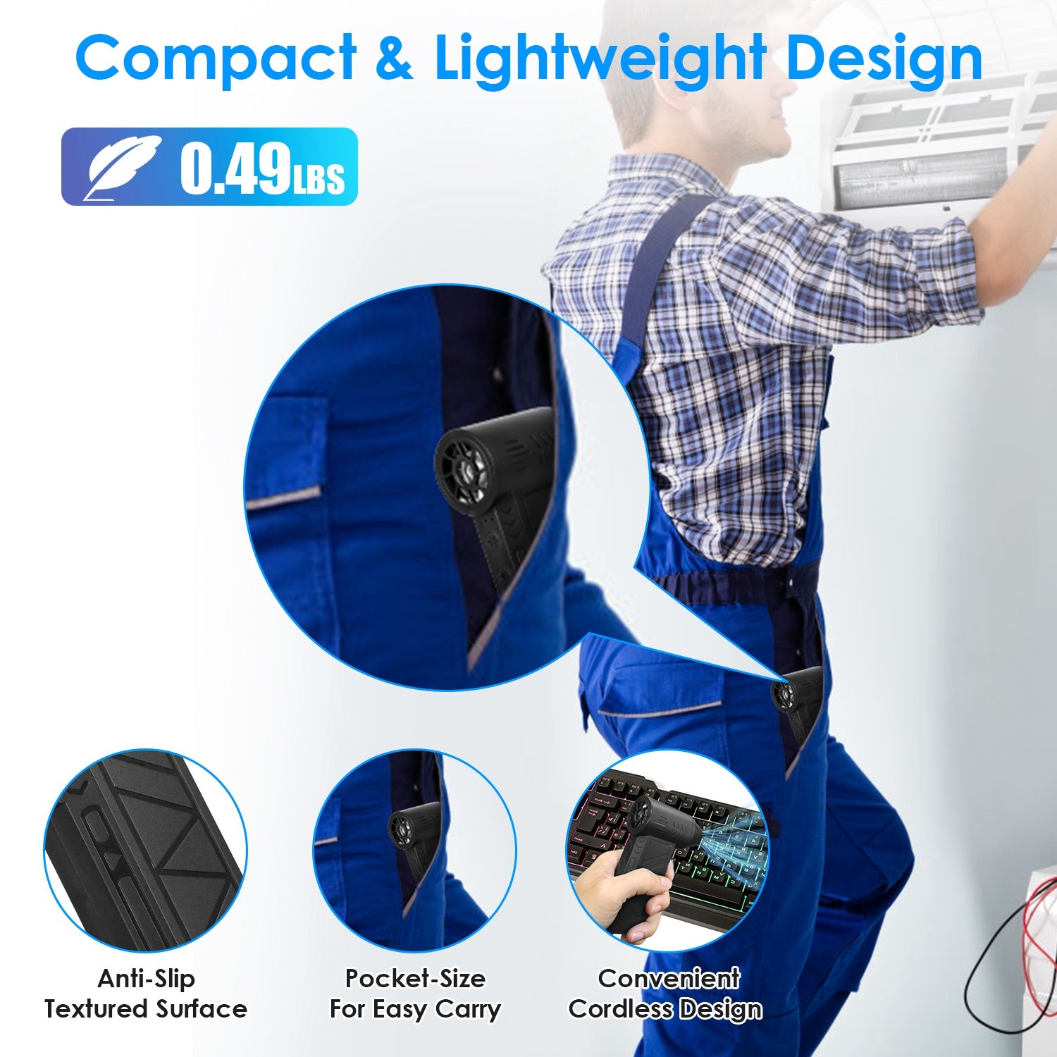 Compressed Air Duster 150000RPM Rechargeable Cordless Blower