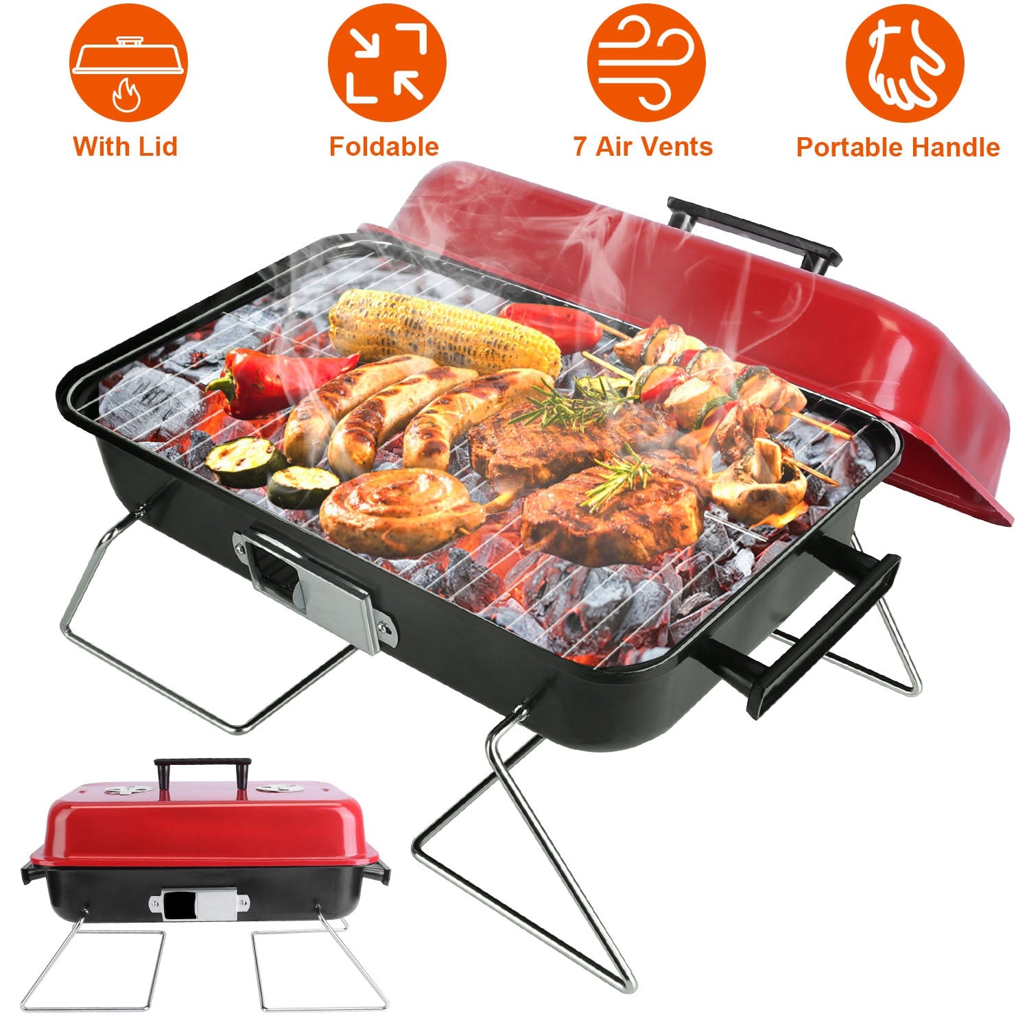 Portable Charcoal Grill for Outdoor BBQ Cooking