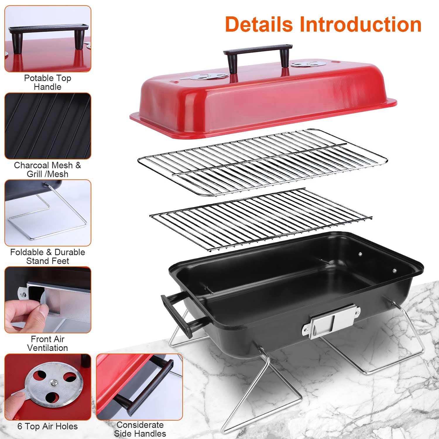 Portable Charcoal Grill for Outdoor BBQ Cooking
