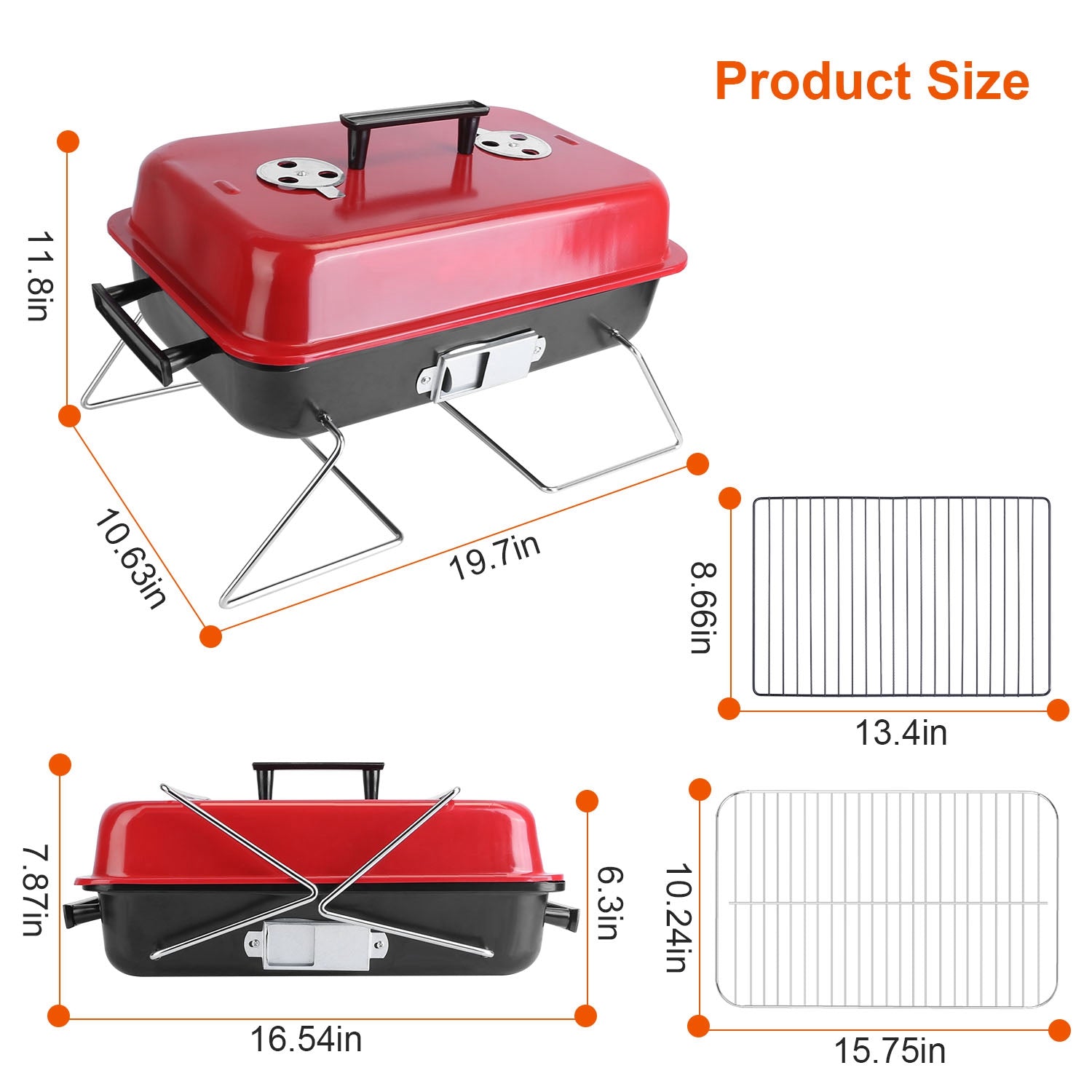 Portable Charcoal Grill for Outdoor BBQ Cooking