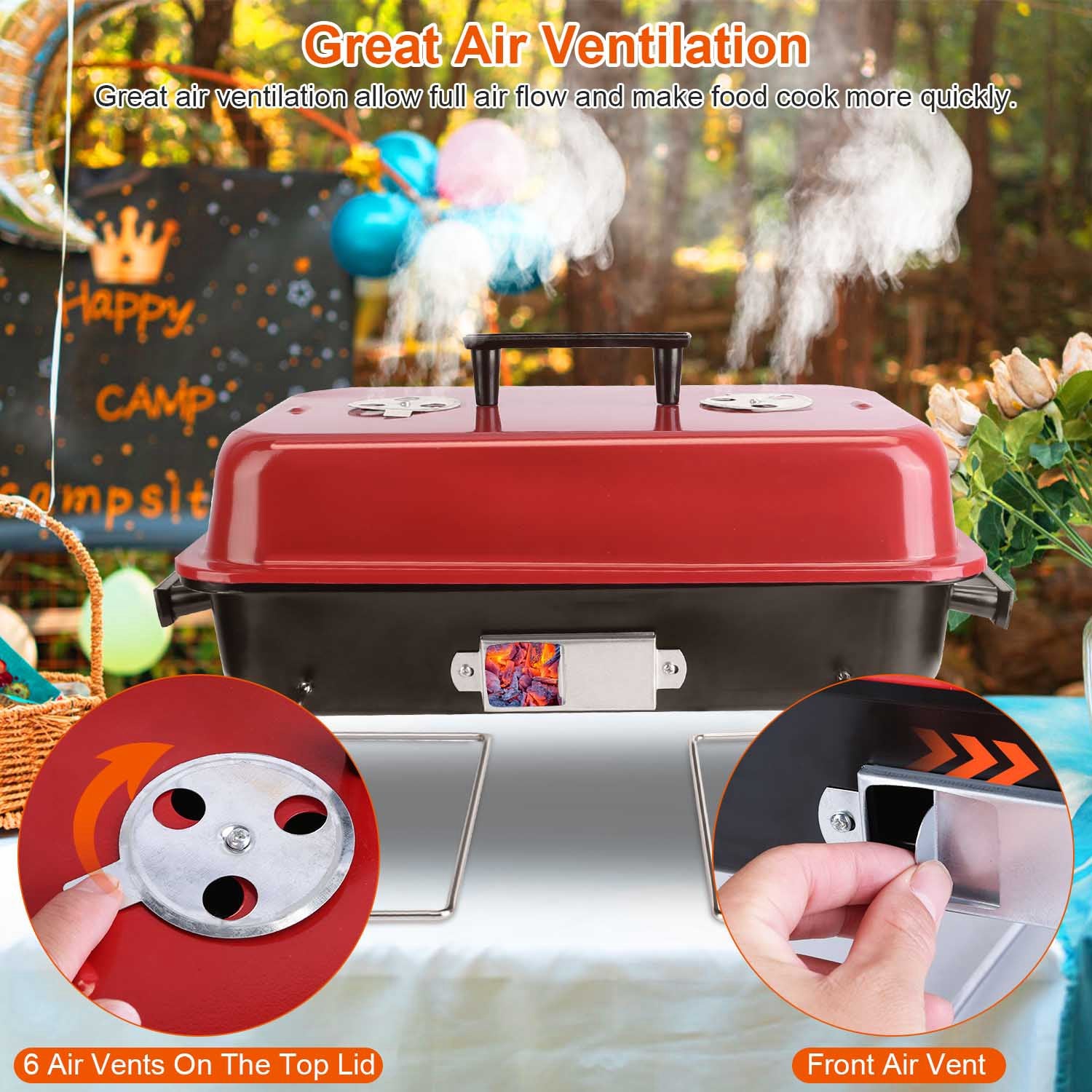 Portable Charcoal Grill for Outdoor BBQ Cooking