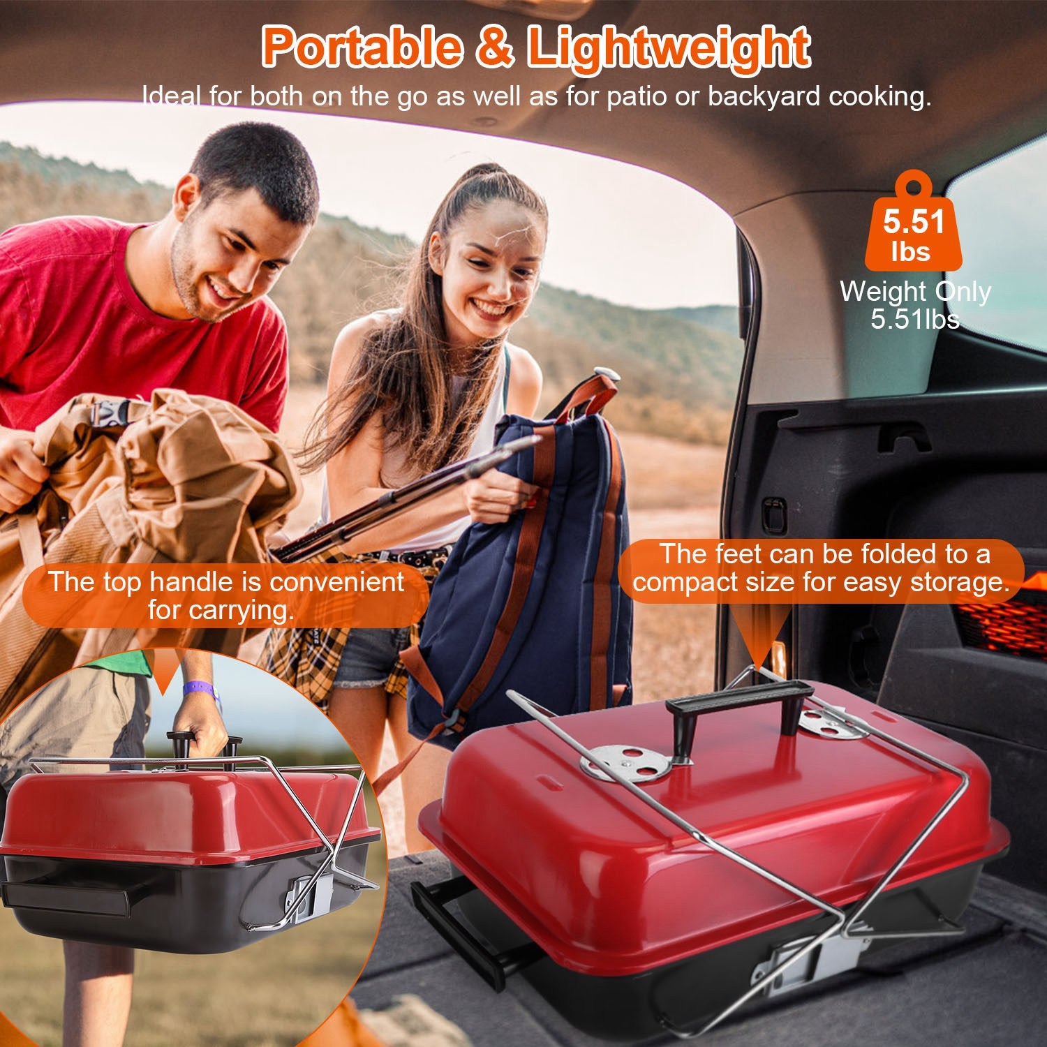 Portable Charcoal Grill for Outdoor BBQ Cooking
