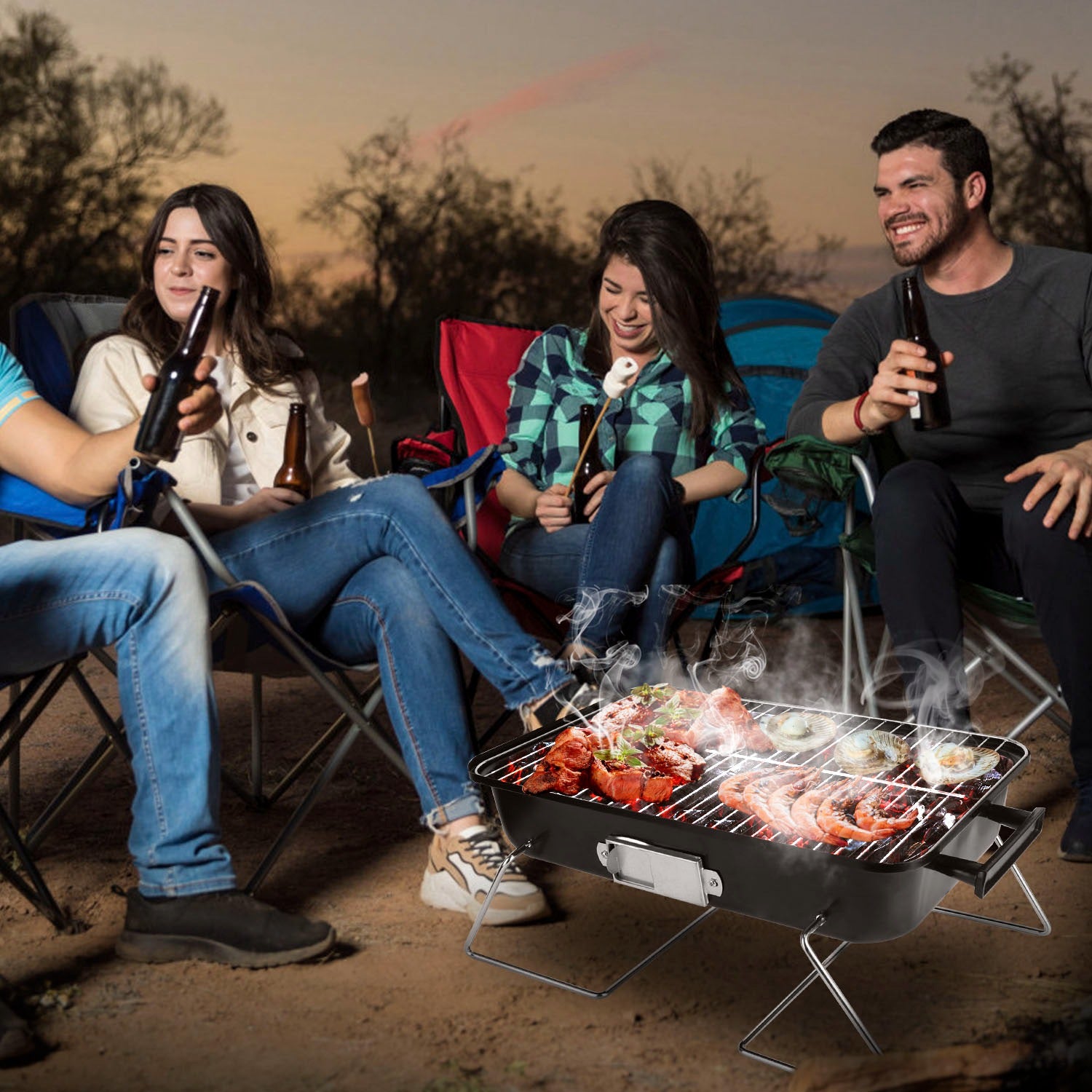 Portable Charcoal Grill for Outdoor BBQ Cooking