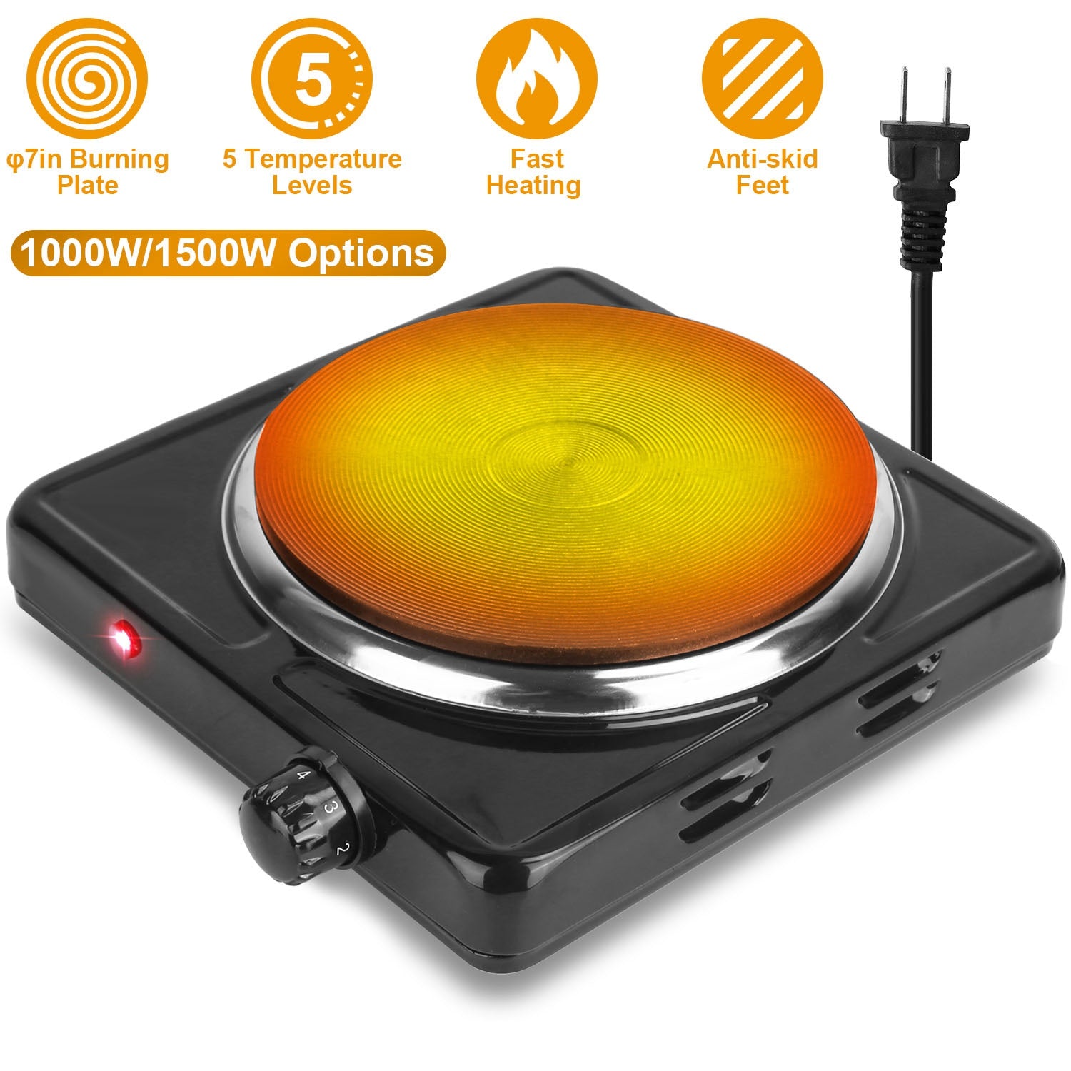 1500W Electric Single Burner Portable Hot Plate Stove