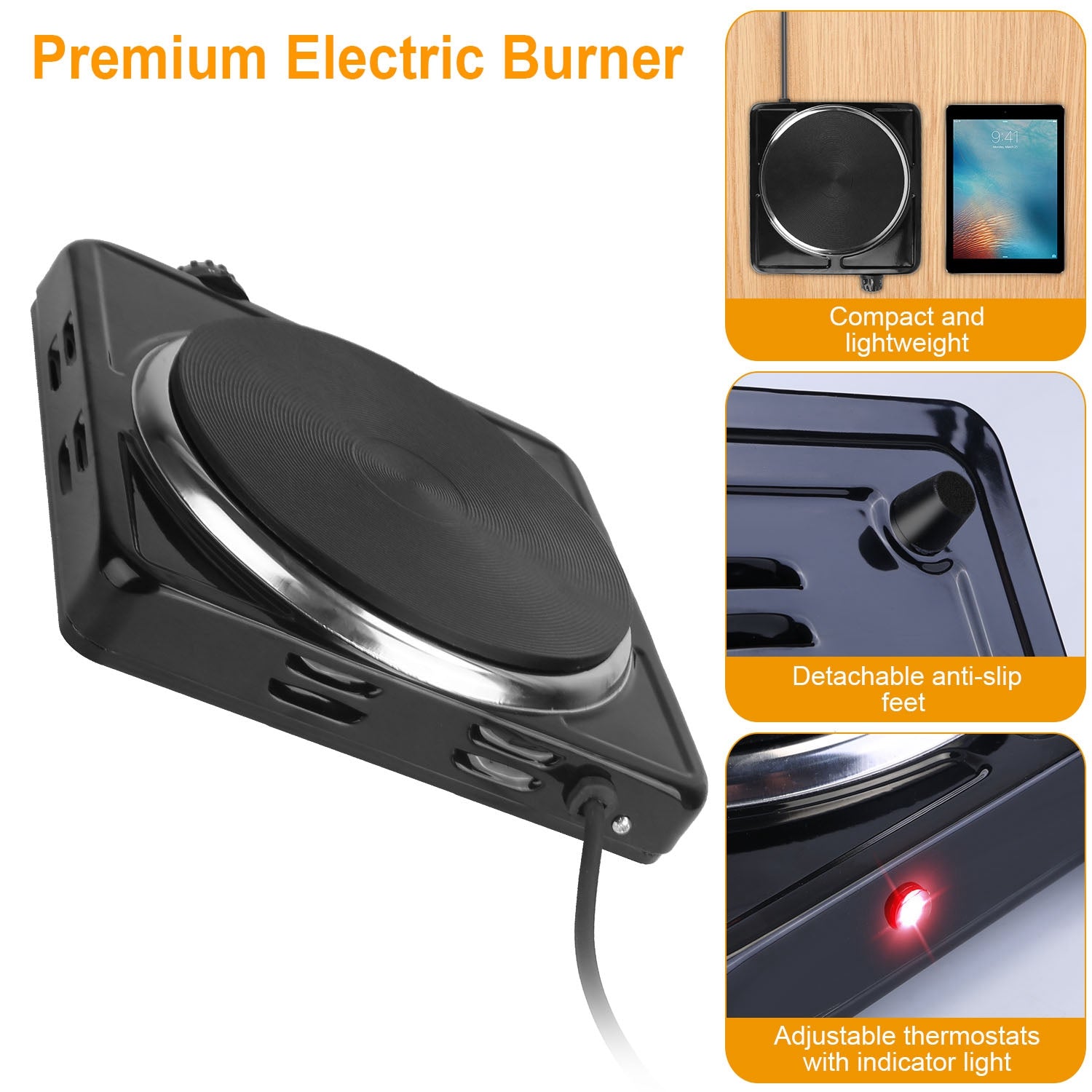 1500W Electric Single Burner Portable Hot Plate Stove