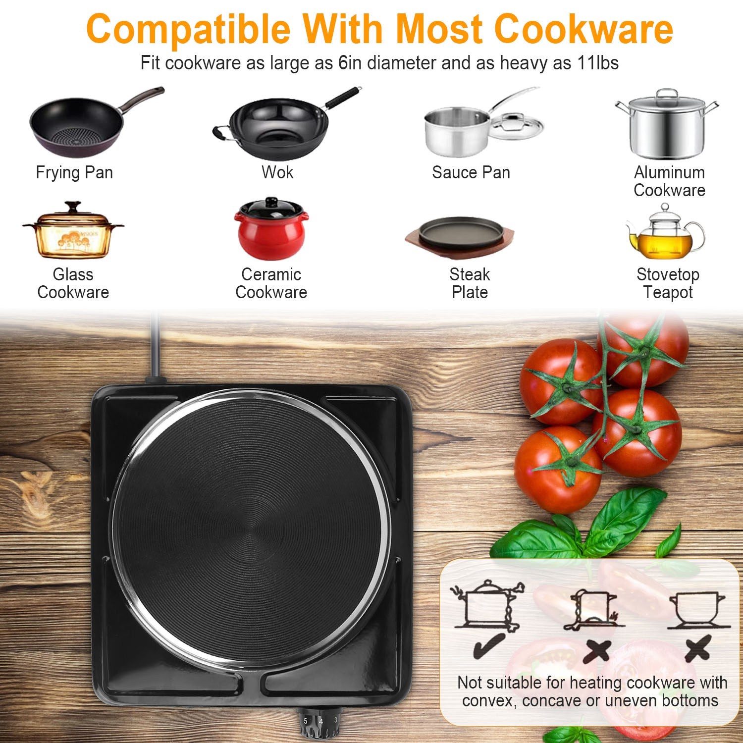 1500W Electric Single Burner Portable Hot Plate Stove
