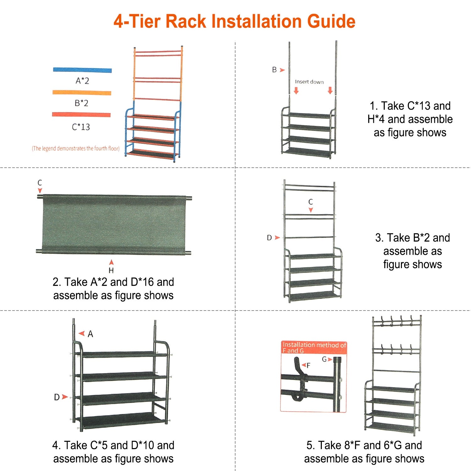 All-in-One Hall Tree Coat Rack with 5-Tier Shoe Storage Shelf