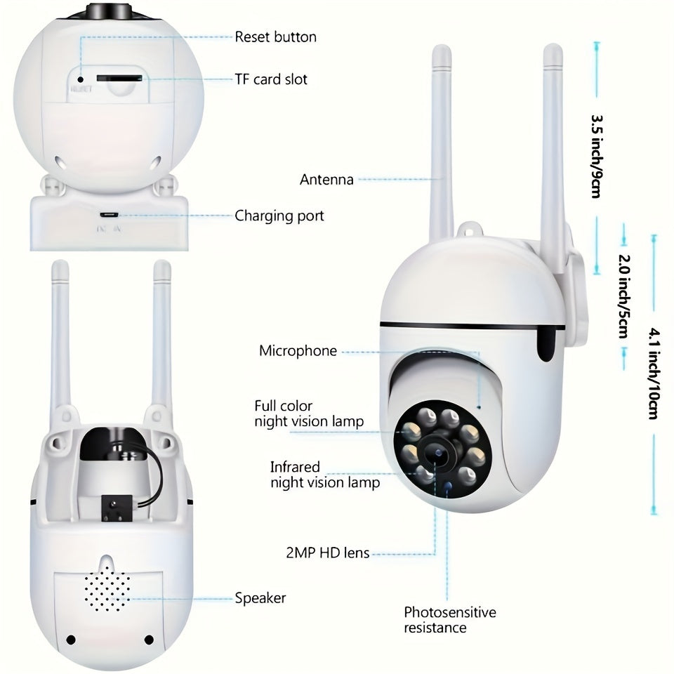 360 Wireless Outdoor Camera WiFi Night Vision HD 1080P
