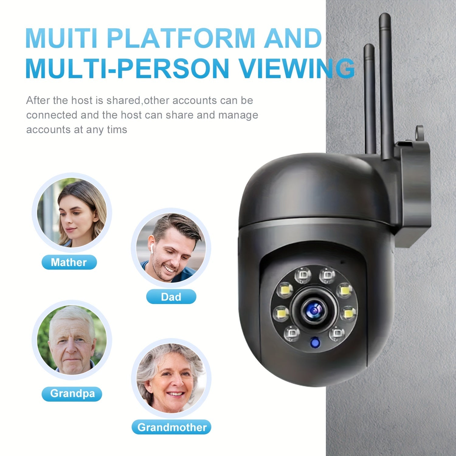 360 Wireless Outdoor Camera WiFi Night Vision HD 1080P