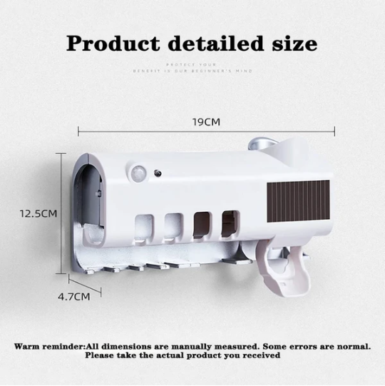 Smart UV Toothbrush Sterilizer Holder with 4 Slots & Dispenser