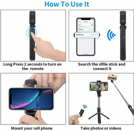 Selfie Stick Tripod with Remote Phone Holder Adjustable Stand