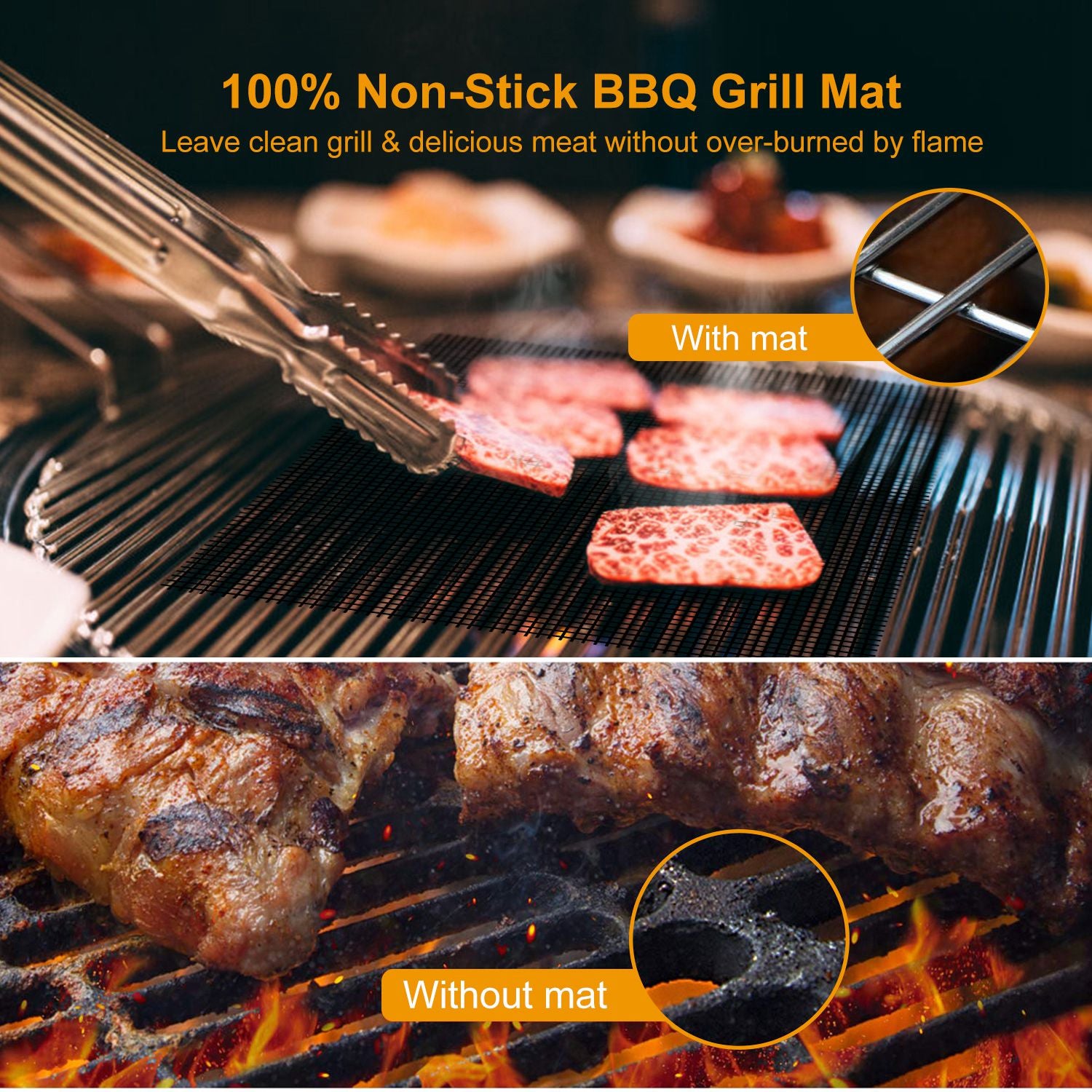 Non Stick Reusable Grill Mat for BBQ and Oven