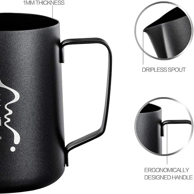 Premium Stainless Steel Milk Frothing Jar Nonstick Creamer