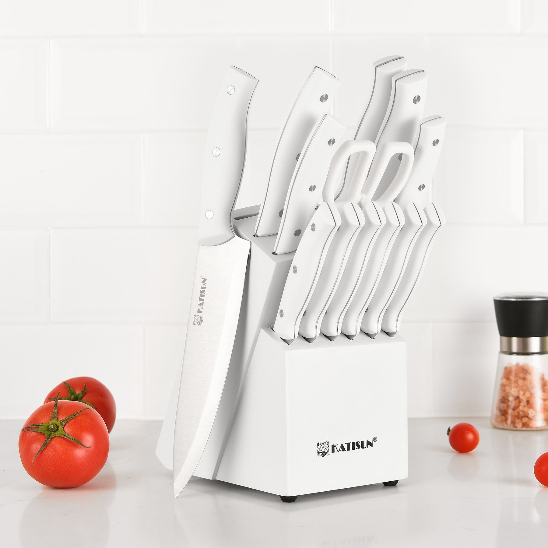 15 Piece Kitchen Knife Set with Wooden Block