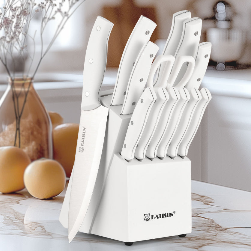 15 Piece Kitchen Knife Set with Wooden Block