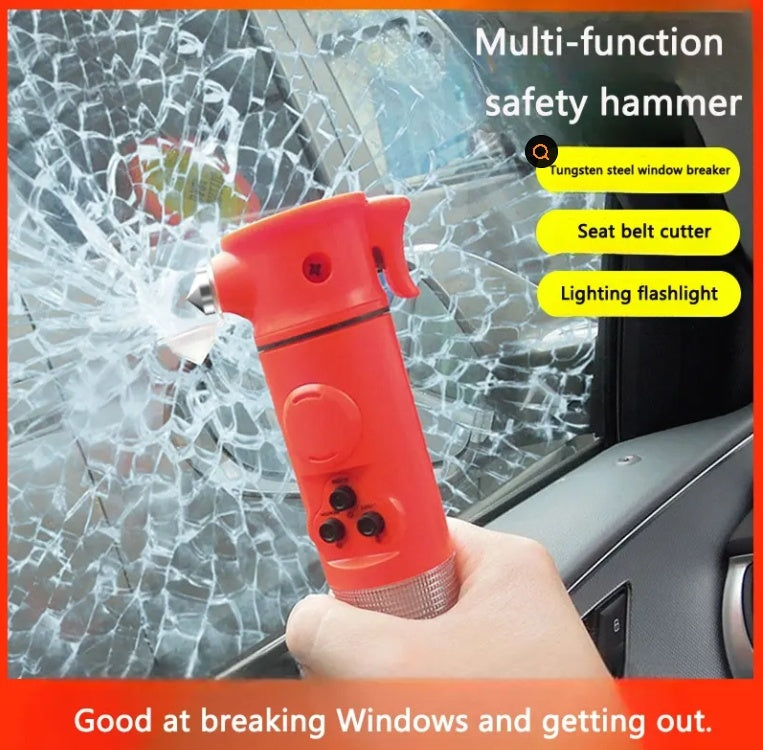 Emergency Car Safety Hammer Flashlight Seatbelt Cutter Tool