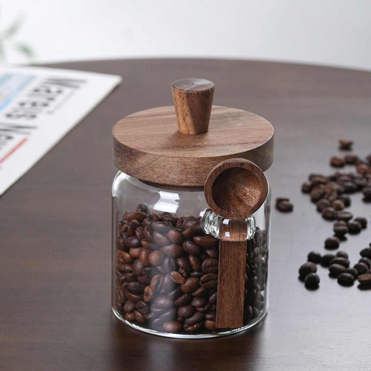 15oz Glass Storage Jar with Spoon Coffee Tea Snack Jar