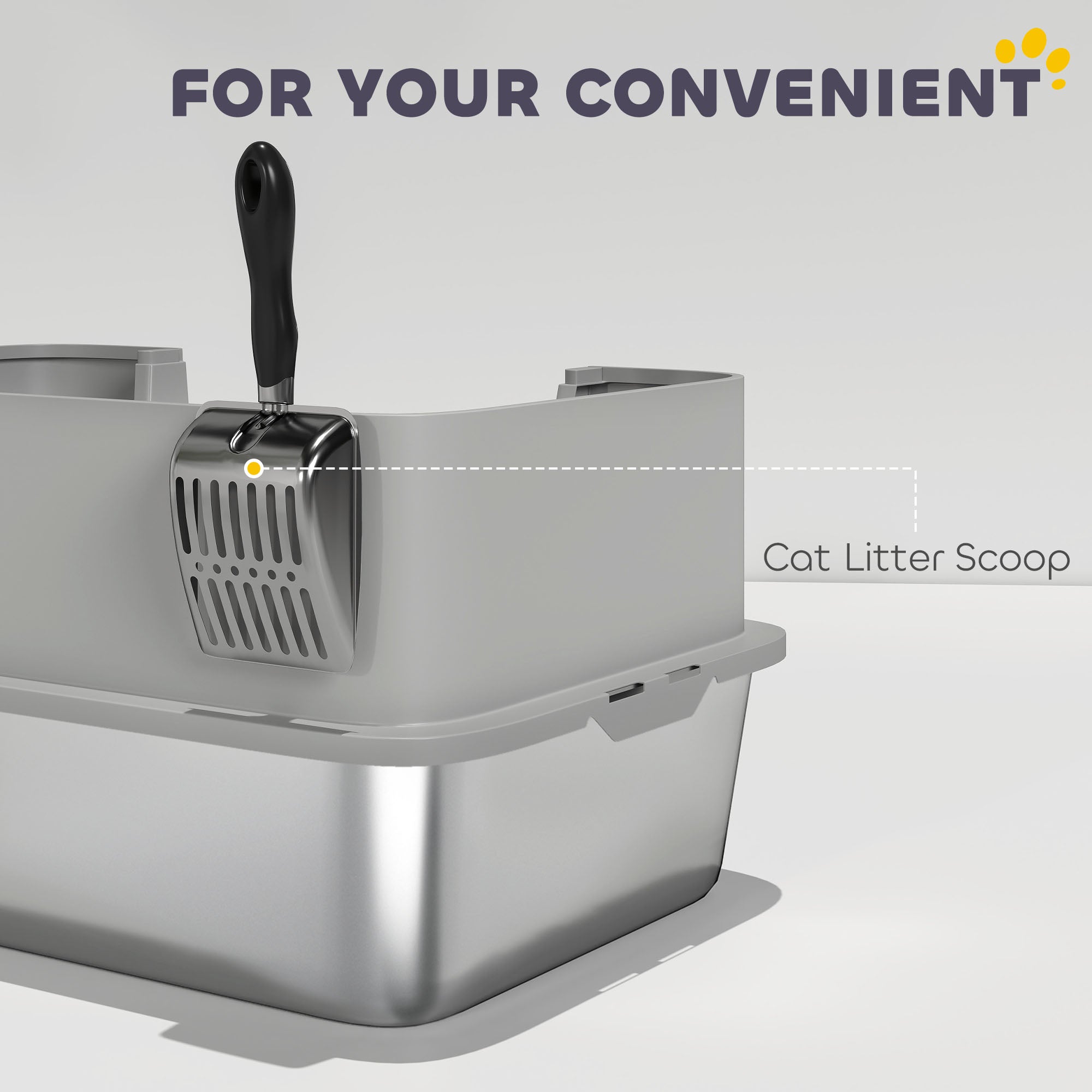 Premium Stainless Steel Cat Litter Box High Sides with Scoop