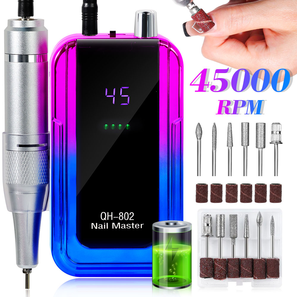 Professional 45000RPM Cordless Rechargeable Electric Nail Drill Machine