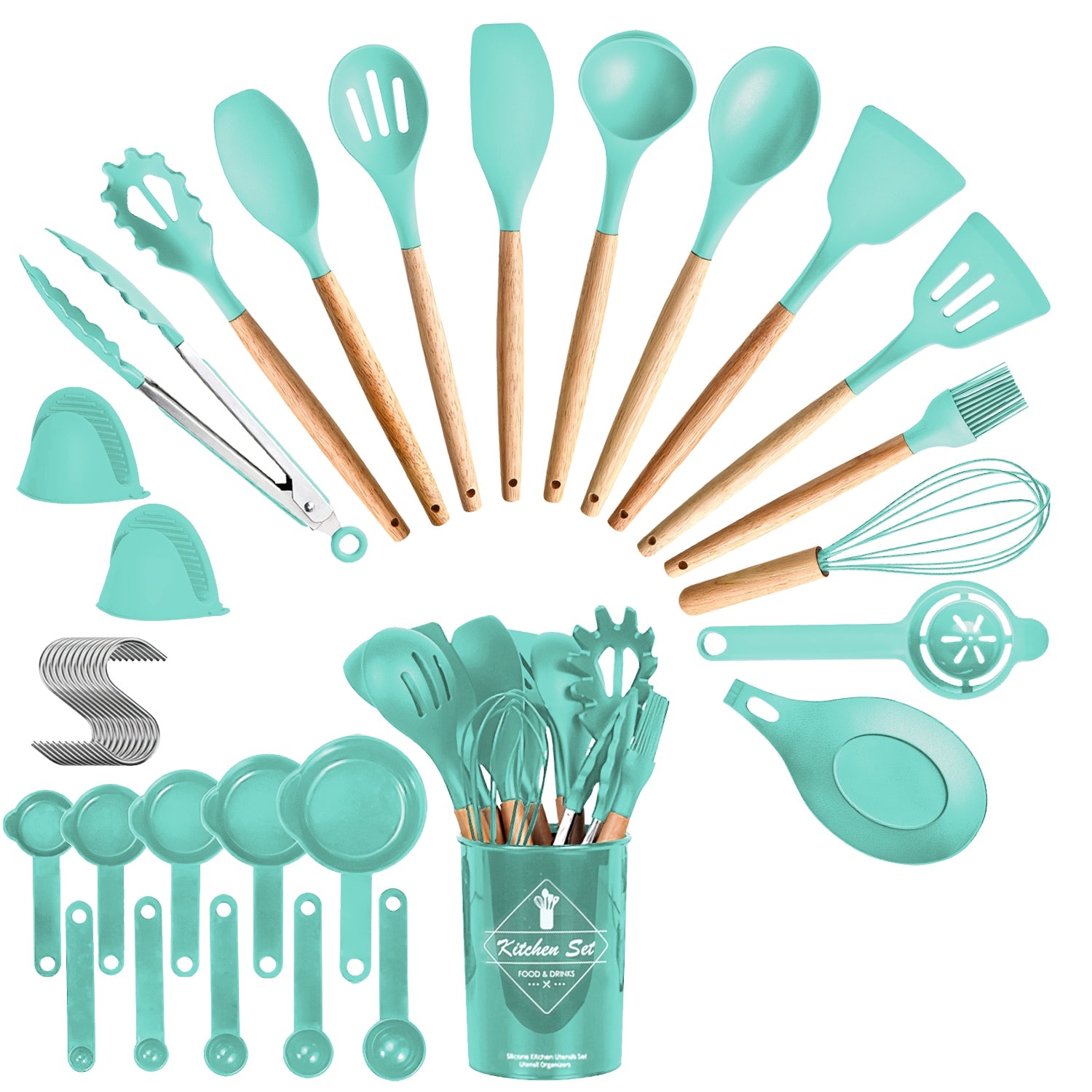 35PCS Kitchen Utensil Set Silicone Cooking Tools with Holder