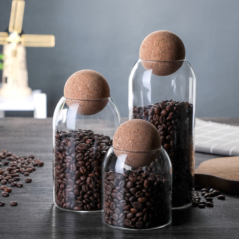 Glass Storage Jar with Cork Lid Minimalist Tea Coffee Container