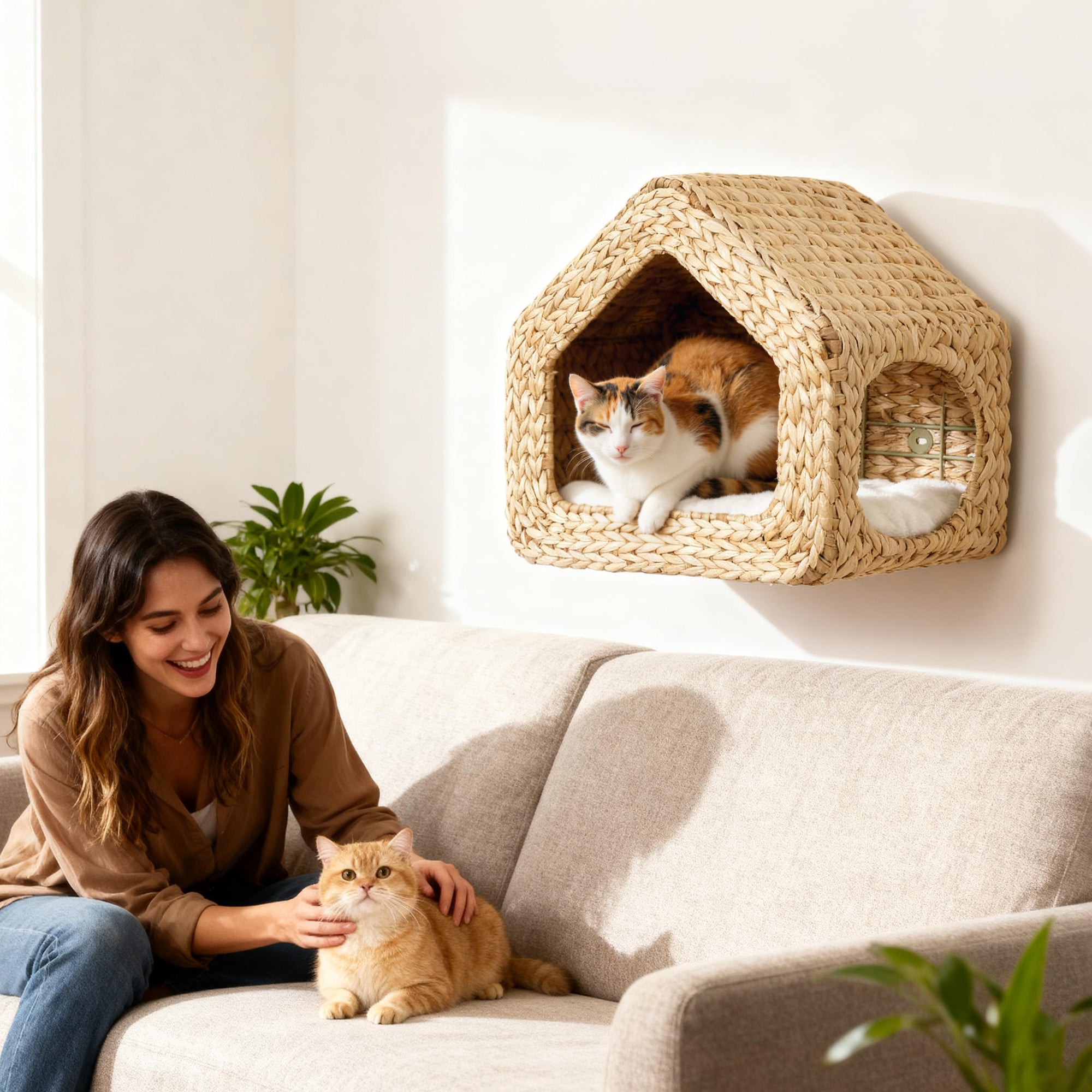 Ultimate Wall Mounted Cat House Natural Cat Wall Shelf