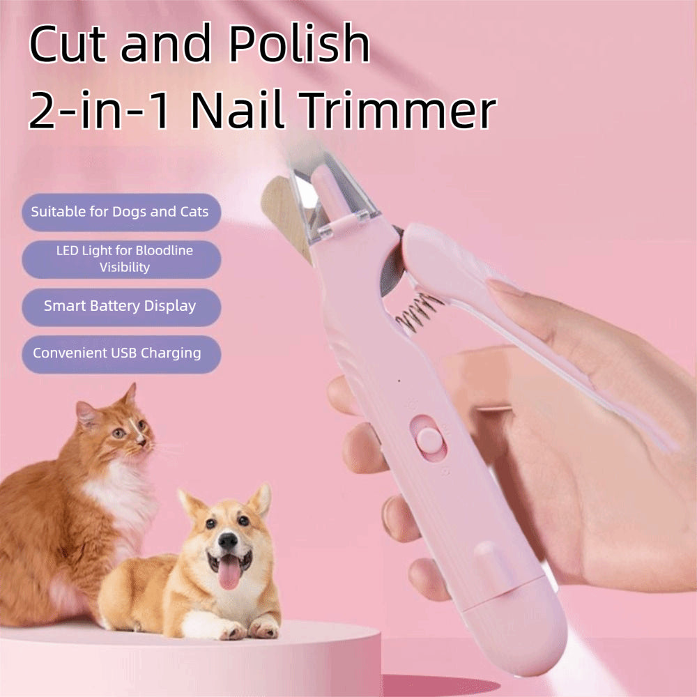 Premium 2in1 Pet Nail Clipper LED Light Safe Grooming Trimmer