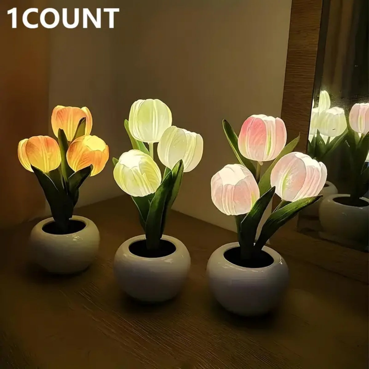 Tulip LED Table Lamp USB Dimmable Flower Vase Night Light
