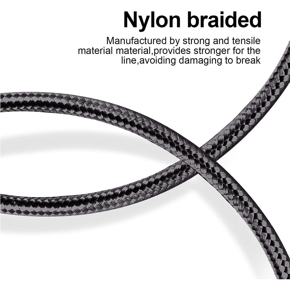 MFi Certified USB Cable Fast Charging Nylon Braided Black