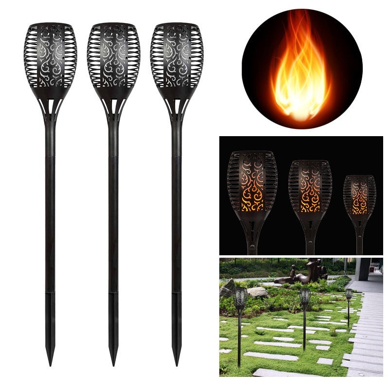 Solar Flame Torch Light Flickering LED Garden Pathway Decor