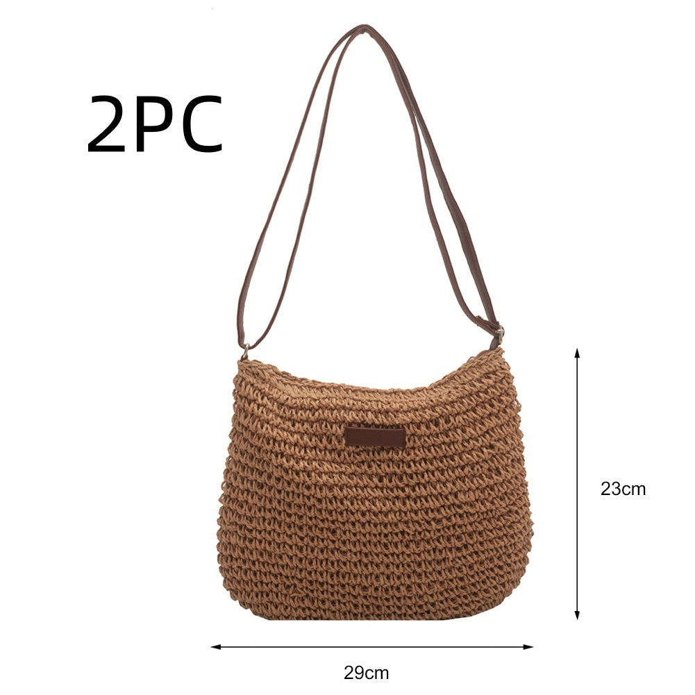 Niche Design Vacation Straw Tote Bag Stylish Summer Beach Shoulder Bag