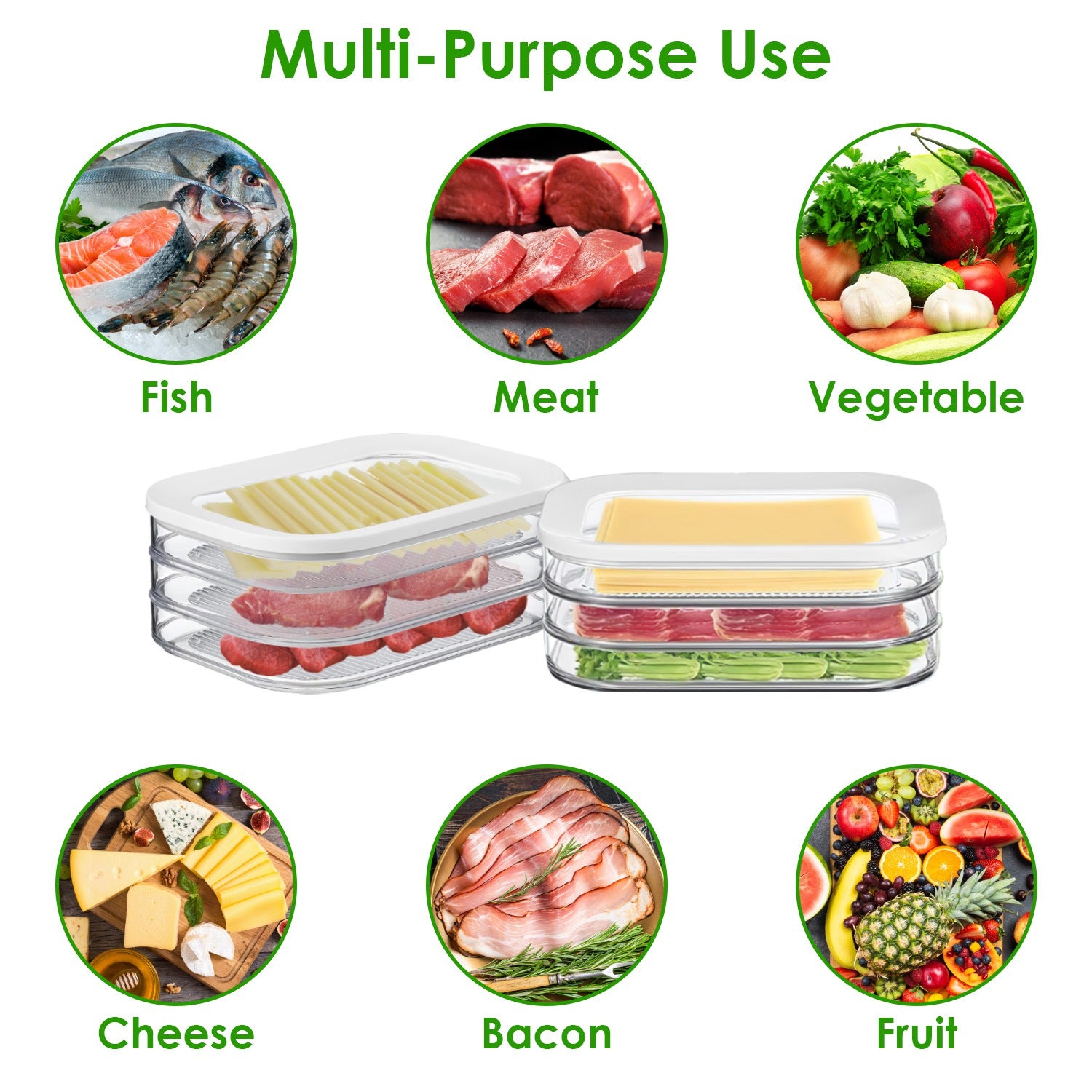 2Pcs Deli Meat Container with Lid for Fridge