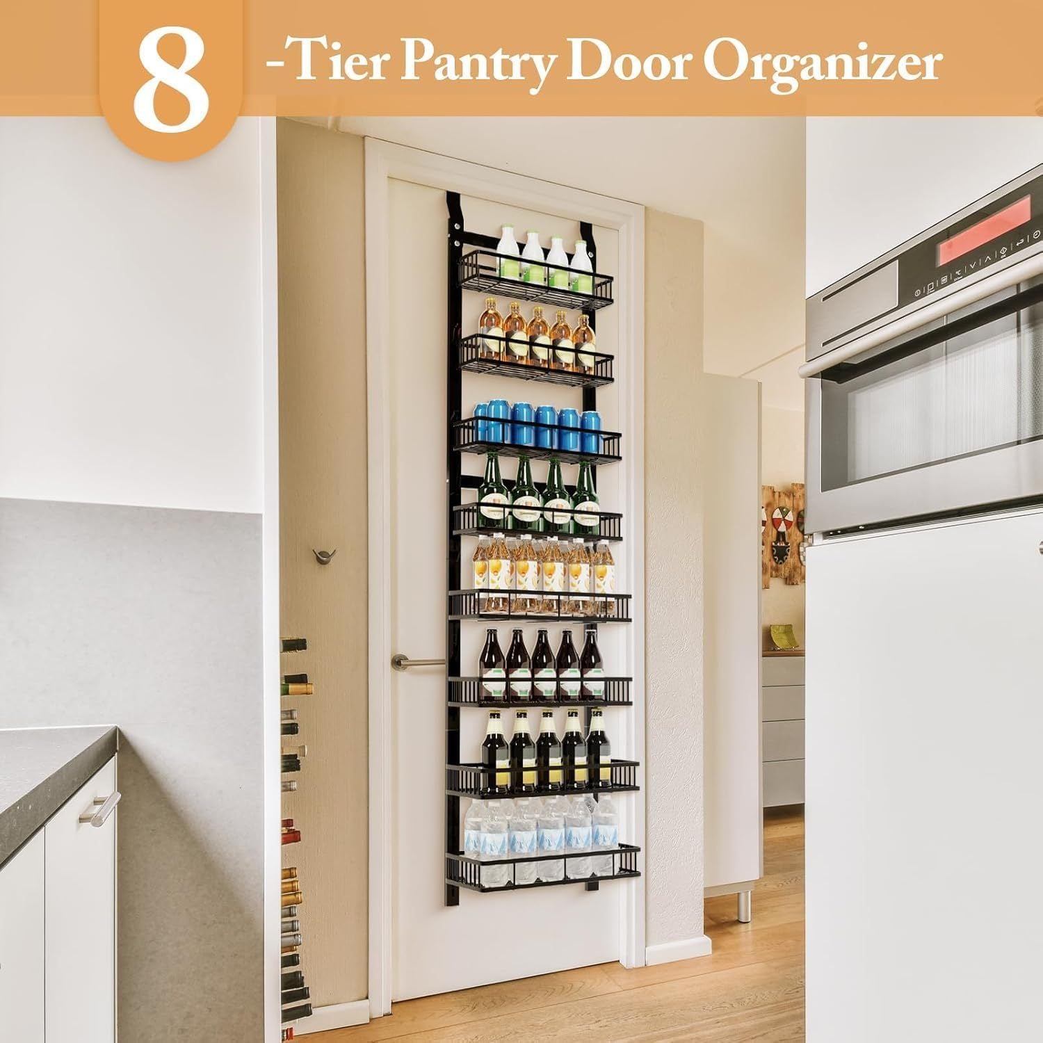 Behind Door Storage Rack Metal Hanging Spice Organizer Adjustable