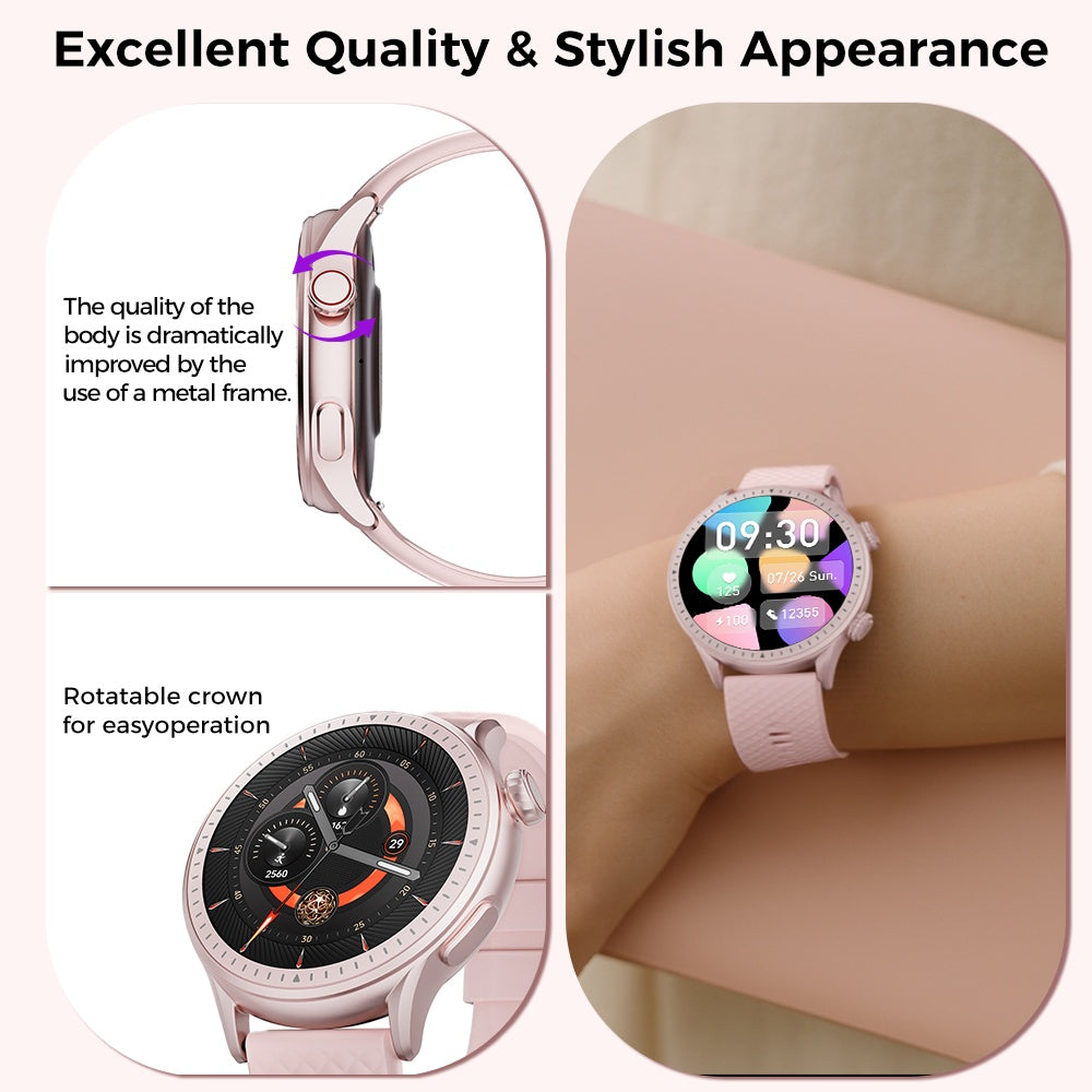 Round Smartwatch with Health Tracking, 3ATM Waterproof & Sports Modes