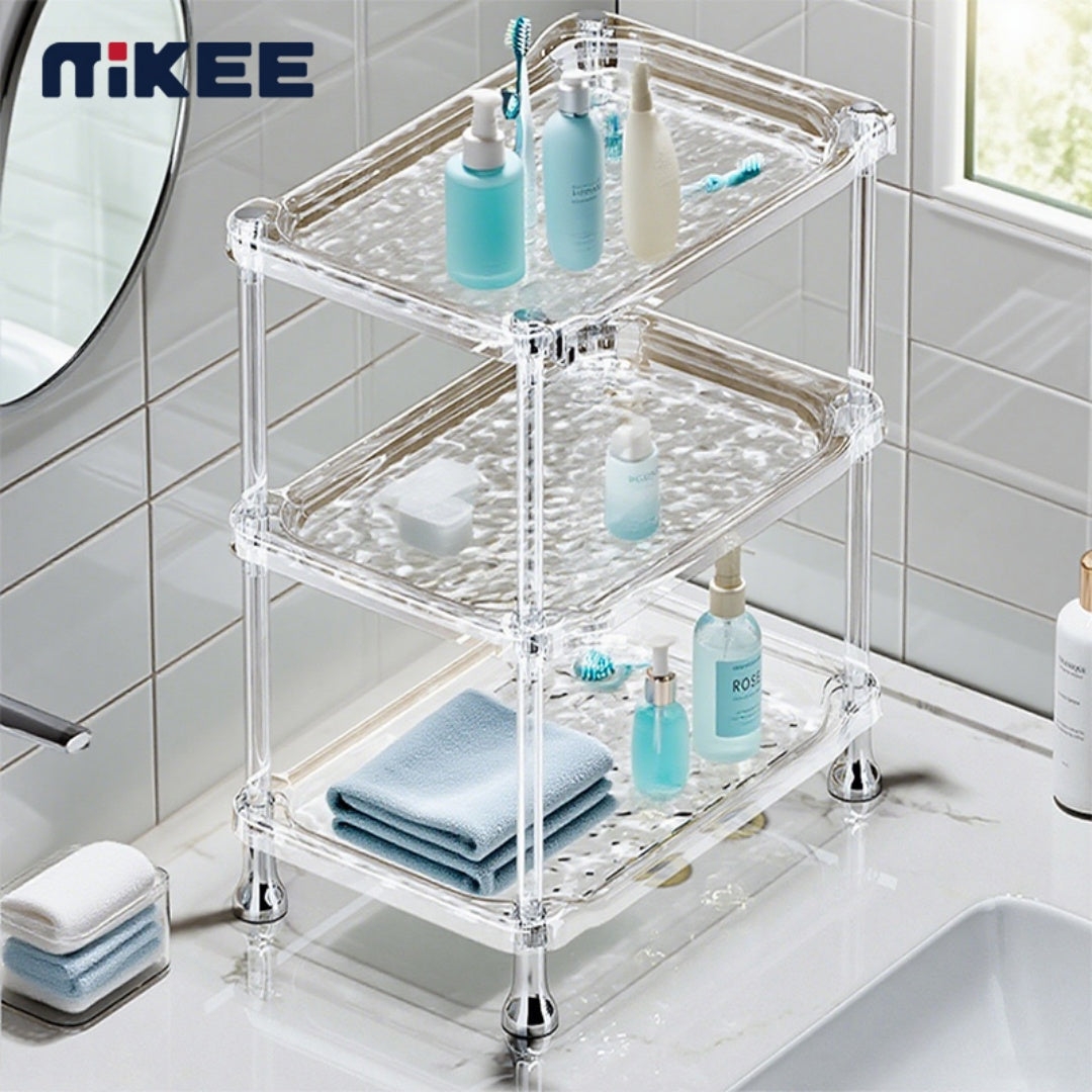 3 Layer Water Ripple Transparent Bathroom Storage Shelf