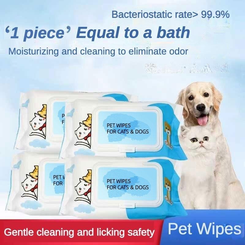 Premium Pet Wet Wipes Unscented Plant Based Cleaning Care