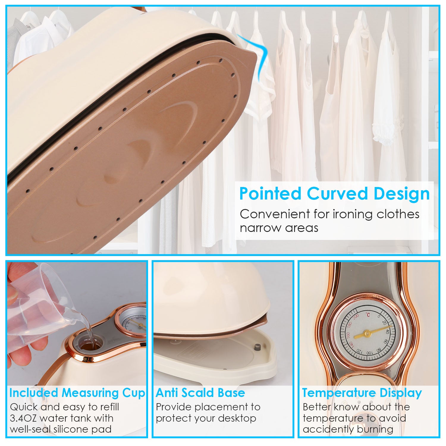 1200W Foldable Handheld Clothes Iron Steamer with Display