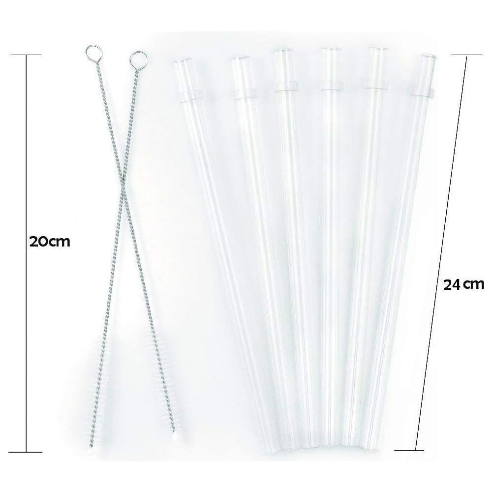 Reusable Clear Drinking Straws Set with Cleaning Brushes Durable