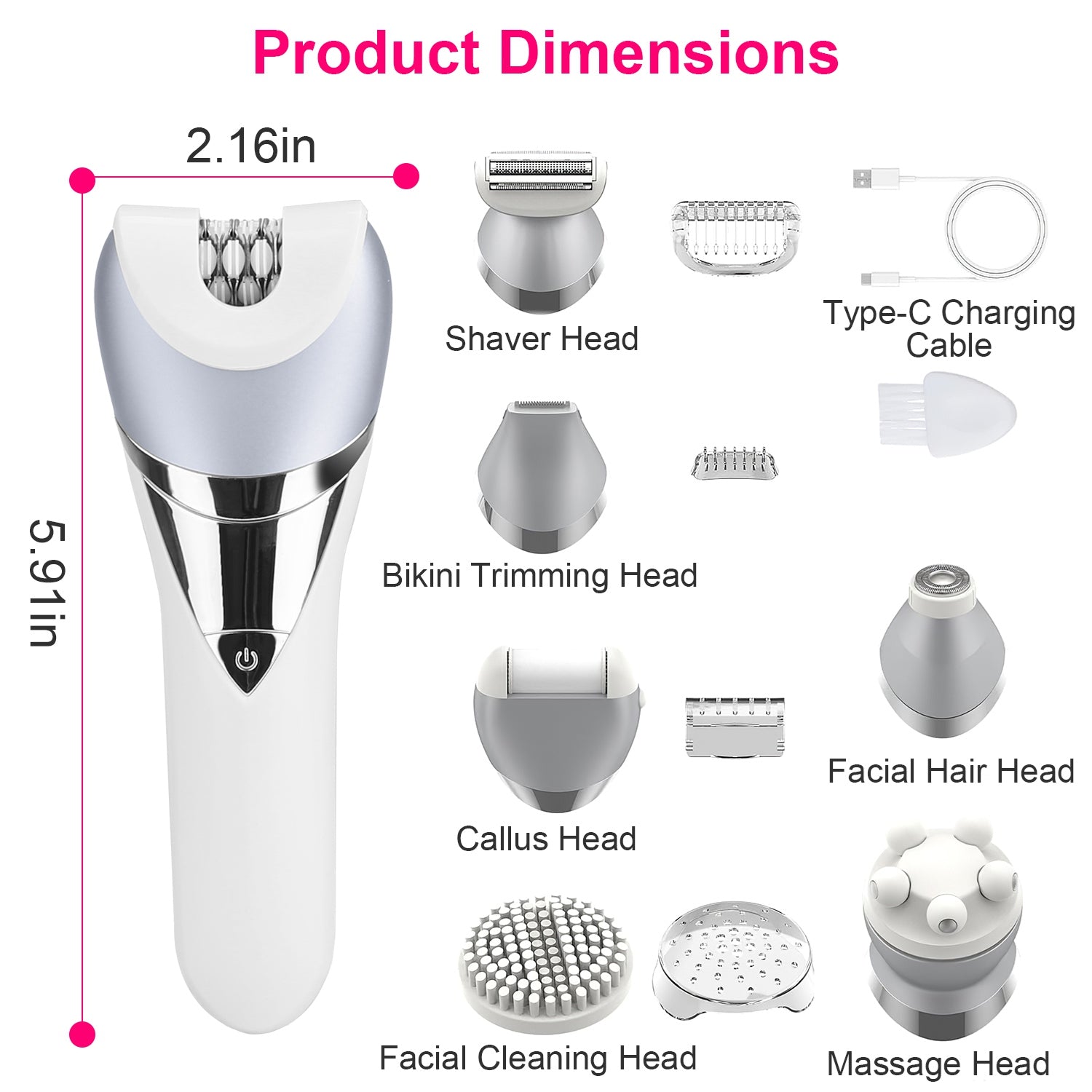 Ultimate 7-in-1 Women Electric Razor - Painless Full Body Groomer