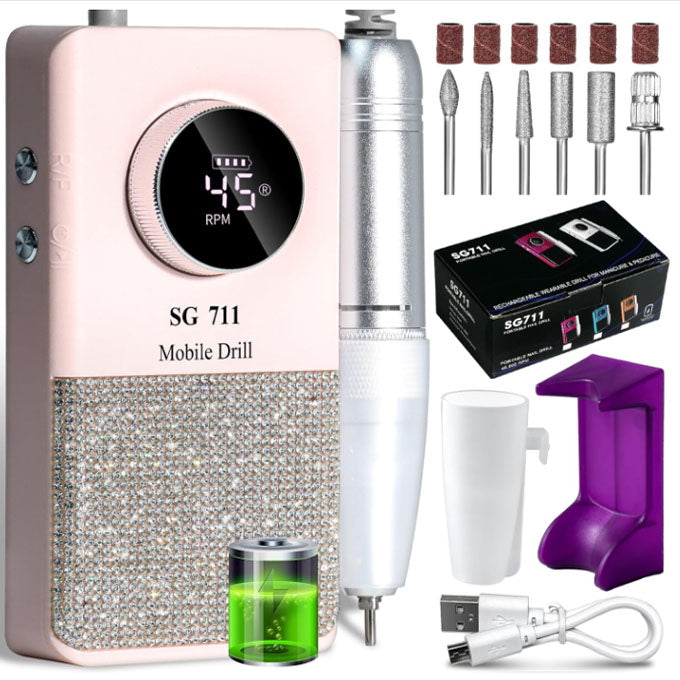 45000RPM Cordless Glitter Nail Drill Kit