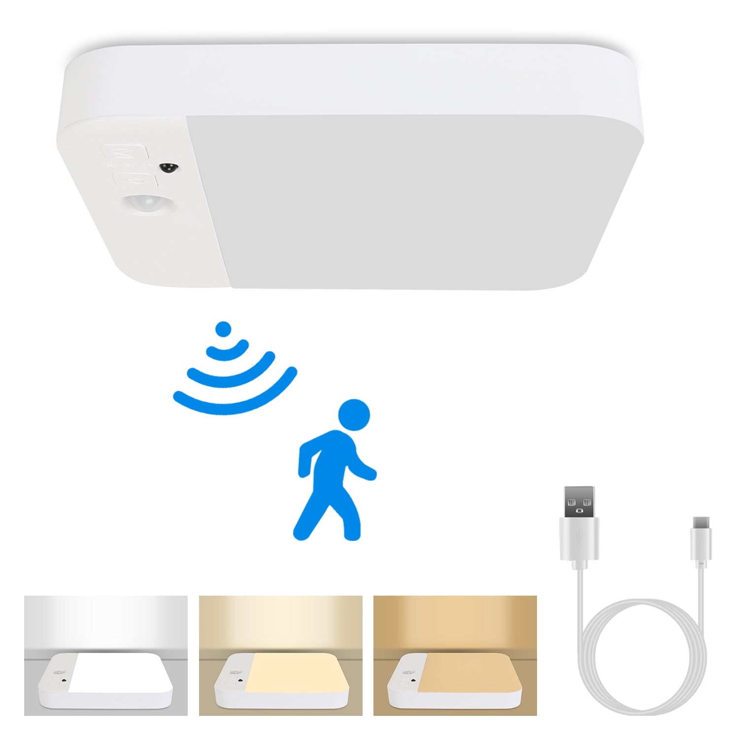 Motion Sensor Ceiling Light Rechargeable Remote Dimmable LED