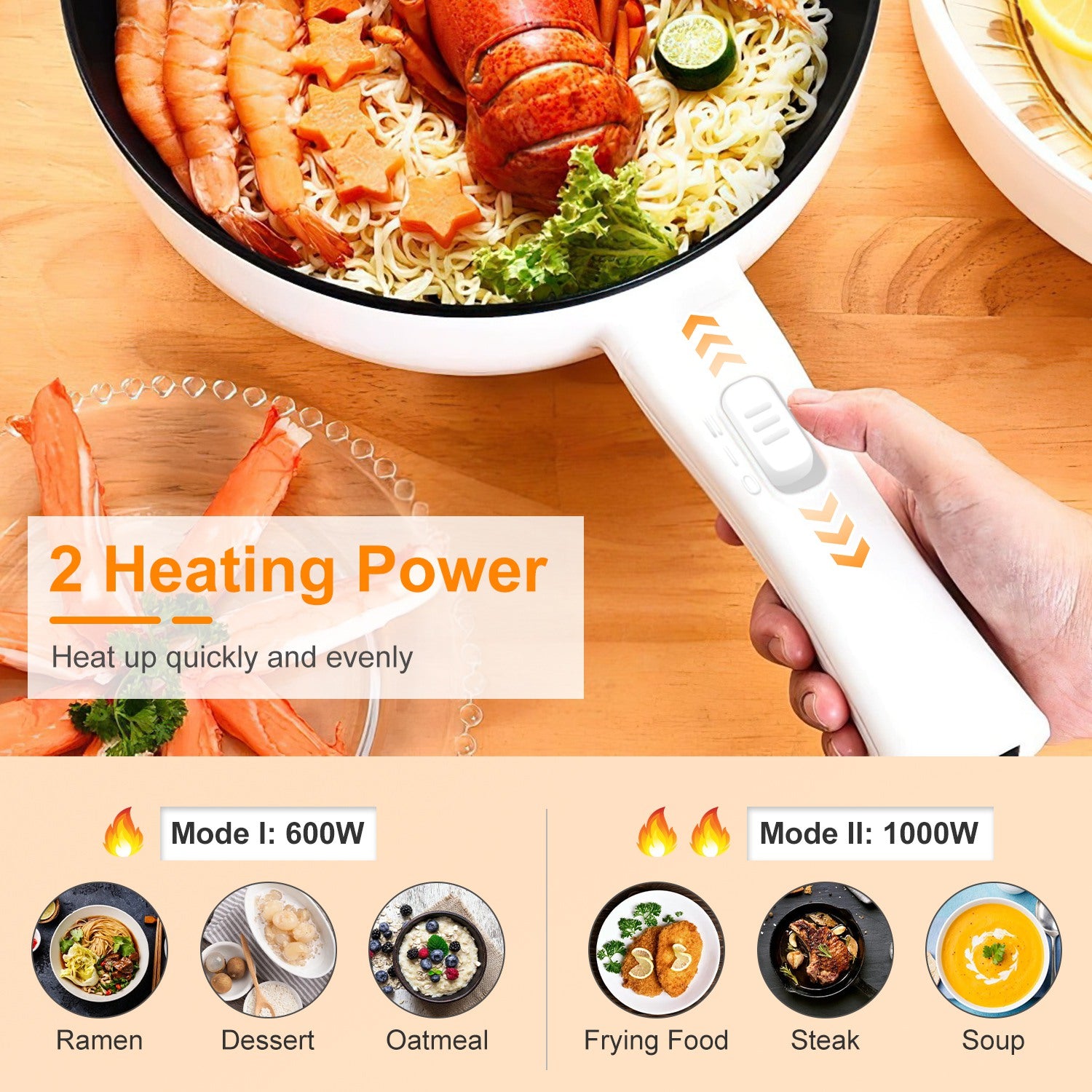 3L Electric Hot Pot with Steamer and Non Stick Coating