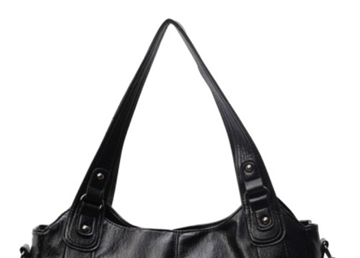 Elegant Retro Handbag Solid Color Textured American Shoulder Bag