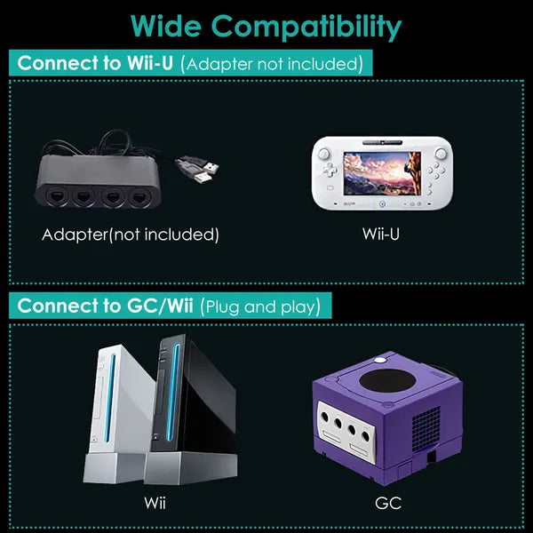Shock Wired Game Controller Compatible with Nintendo Wii & GameCube