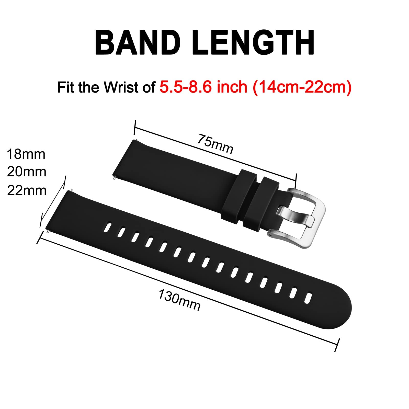 Smartwatch Silicone Watch Bands 22mm Slim Quick Release Straps