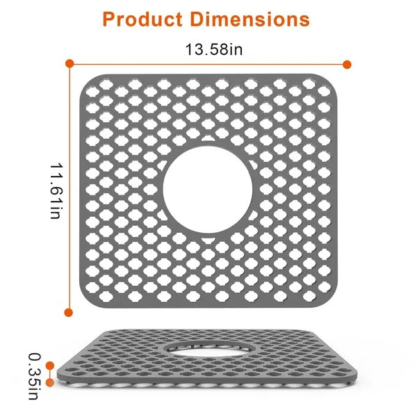 Silicone Sink Mat With Drain Hole Non Slip Protector Grid