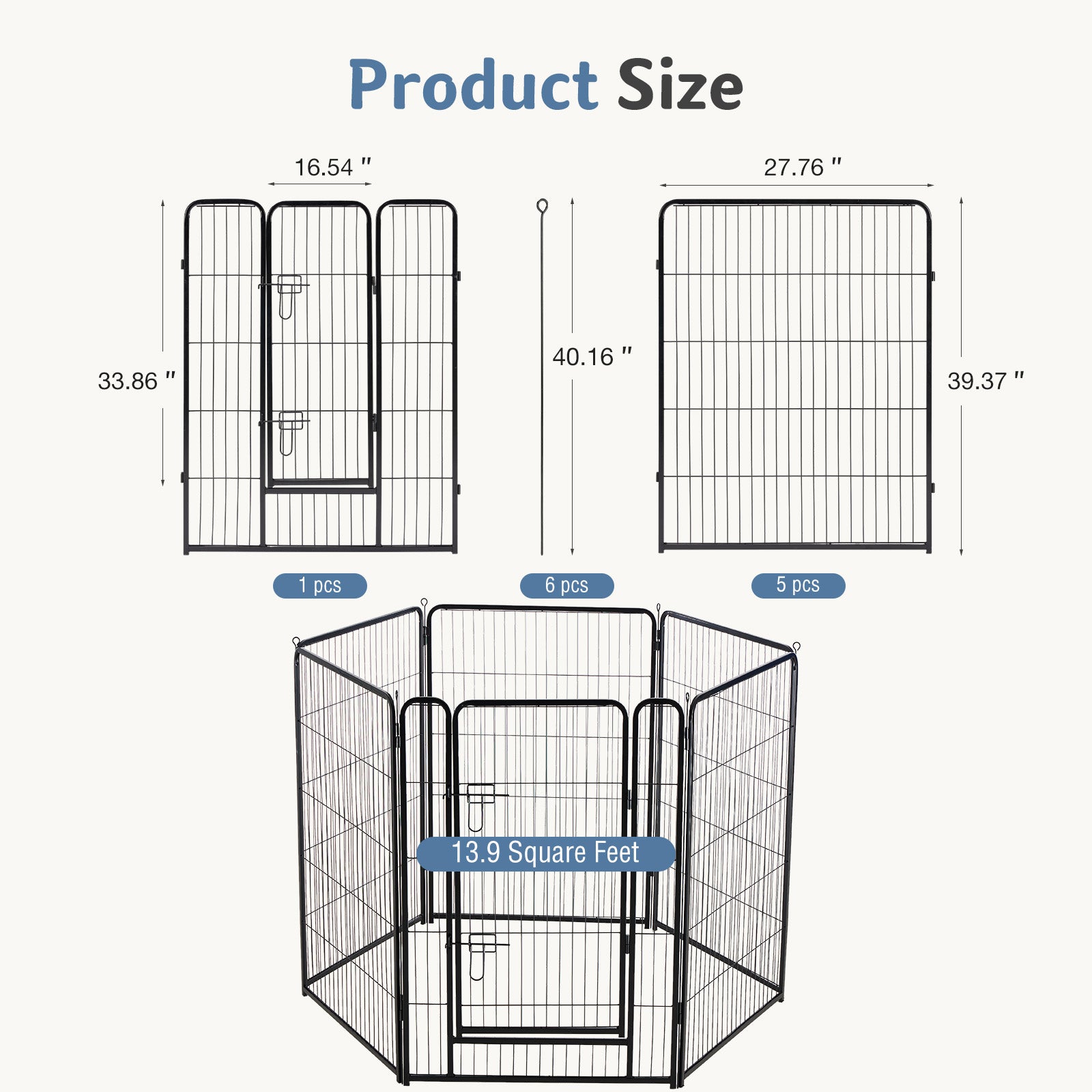 Foldable Metal Pet Fence with Door – Outdoor Exercise Playpen for Small, Medium & Large Dogs