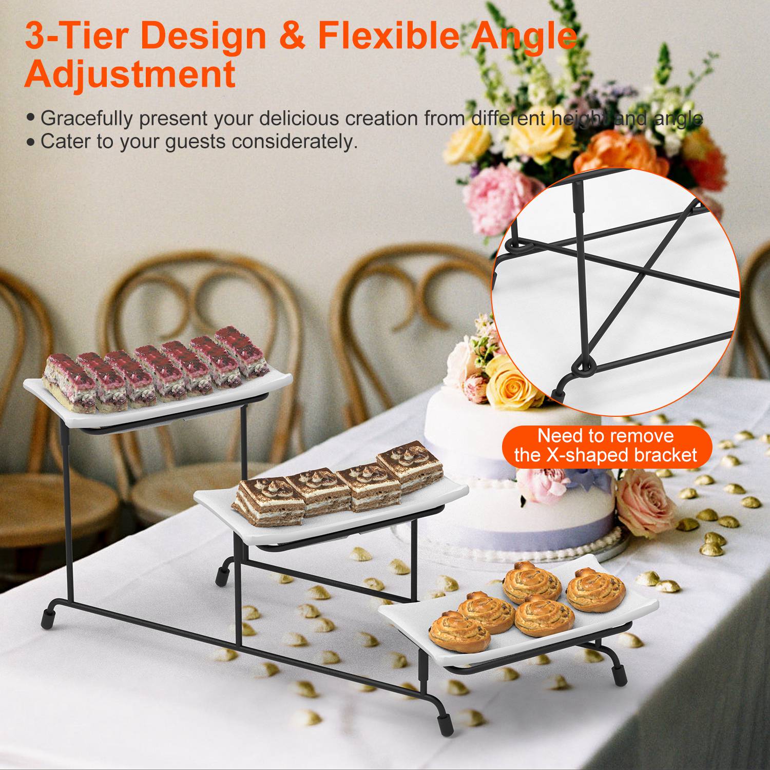 3 Tier Plastic Serving Tray Stand for Desserts