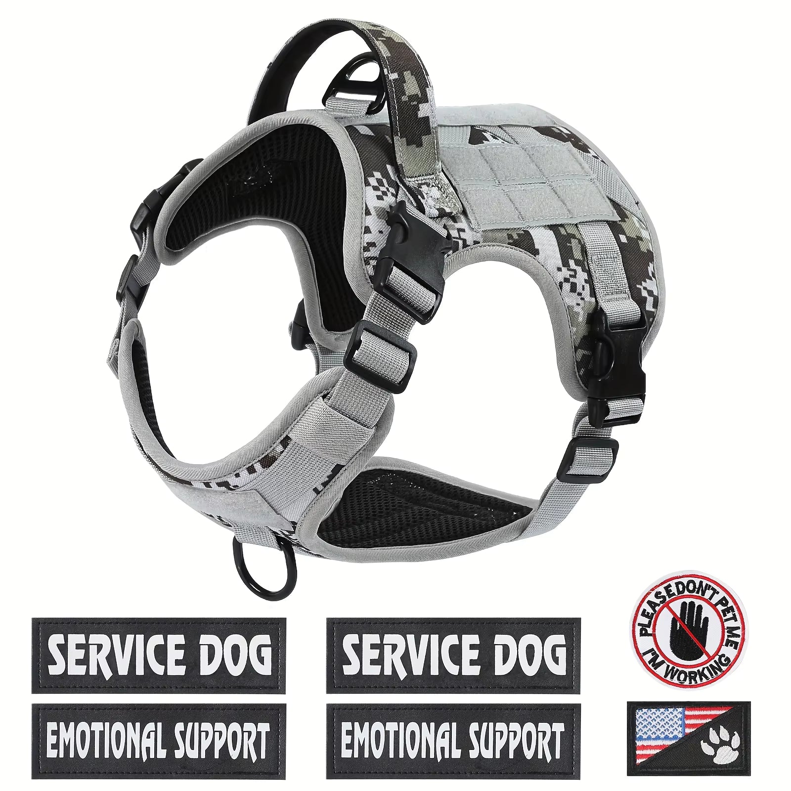 Premium Tactical Dog Harness Reflective Adjustable Service Vest