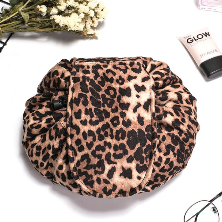 Animal Print Large Capacity Drawstring Cosmetic Storage Bag for Travel Use